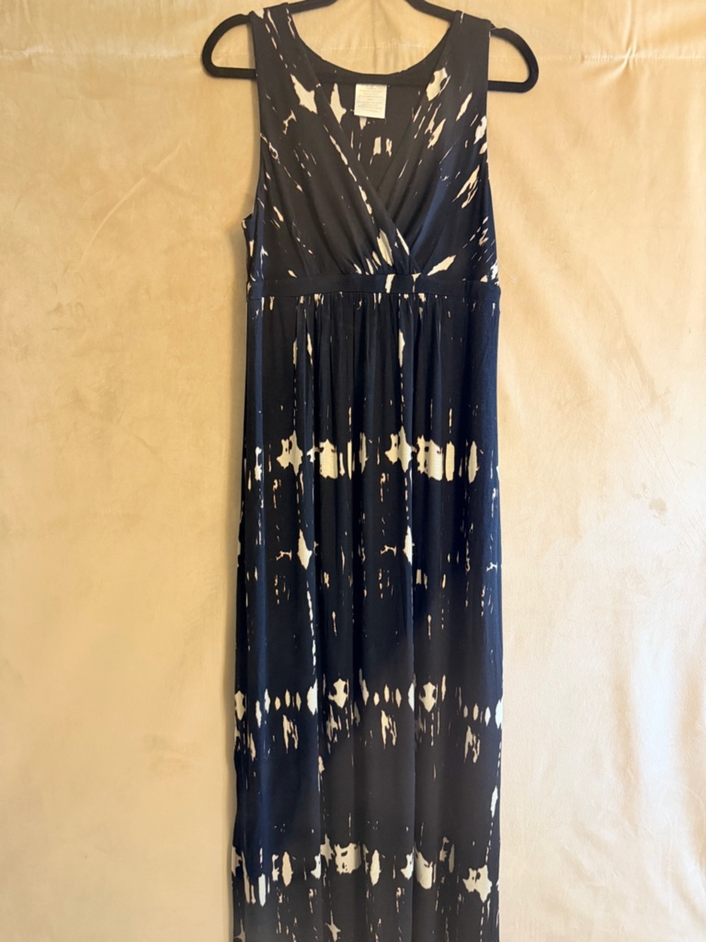 Matty M Navy and White Tie-Dye Sleeveless Maxi Dress